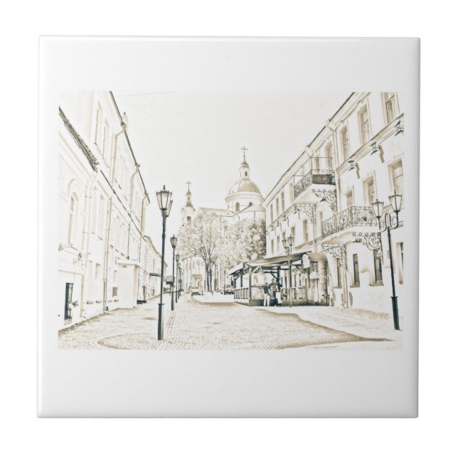 Arkitektur Cityscape Vitebsk Sketch Kakelplatta (Framsidan)