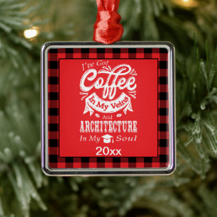 Arkitektur College Student Red Plaid Julafton Julgransprydnad Metall