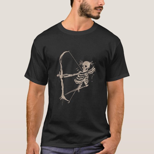Arkitektur design Skeleton Archer med ben och pil T Shirt (Framsida)