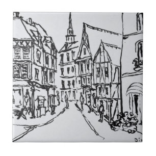 Arkitektur   Dinan, Bretagne, Frankrike Kakelplatta