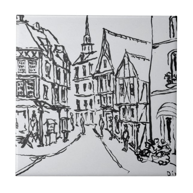 Arkitektur| dinan, Bretagne, Frankrike Kakelplatta (Framsidan)
