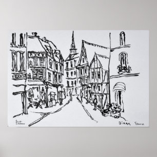 Arkitektur dinan, Bretagne, Frankrike Poster