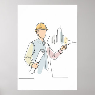 Arkitektur - enkel konst på en linje poster