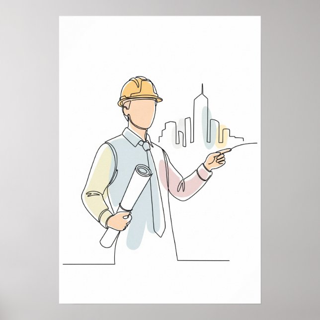 Arkitektur - enkel konst på en linje poster (Framsidan)