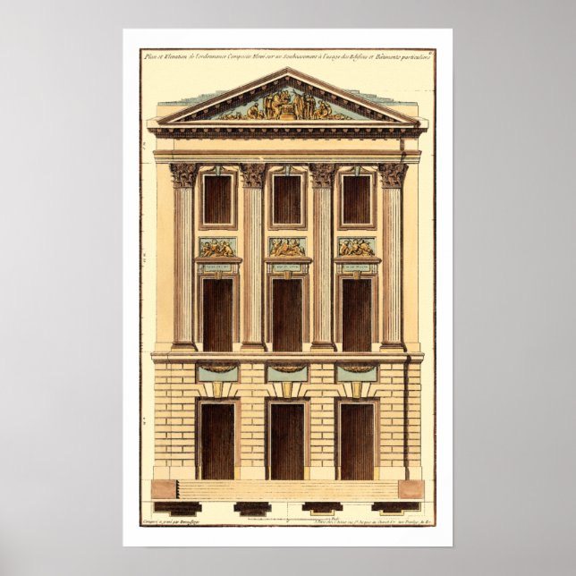 Arkitektur Facade av Jean Deneufforge Poster (Framsidan)