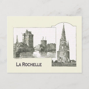 Arkitektur, La Rochelle, hamnentrance, kyrka Vykort