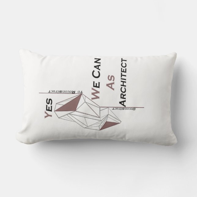 arkitektur, modern design, geometrisk konst, svart lumbarkudde (Framsida)