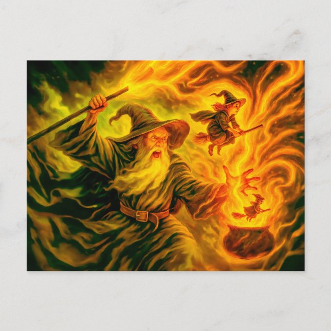 Arkitektur skapande häxor i oljemålning helg vykort (Framsida)