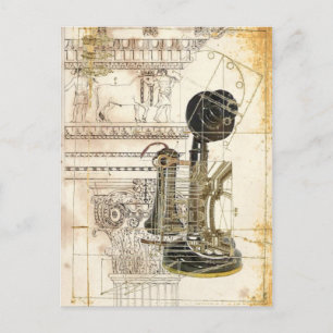 arkitektur Stampunk antik vintage telefon Vykort