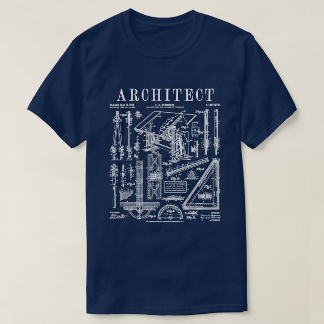 Arkitektur Student Verktyg Vintage Paten T Shirt (Design framsida)
