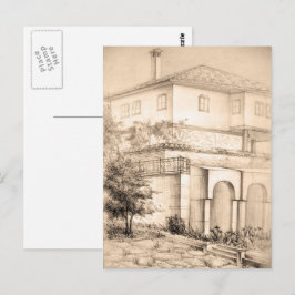 Arkitektur Traditionell house Teckning-sketch kons Vykort