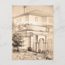 Arkitektur Traditionell house Teckning-sketch kons Vykort