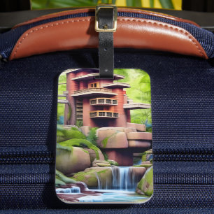 Arkitekturell Träd House Digital Art Bagagebricka