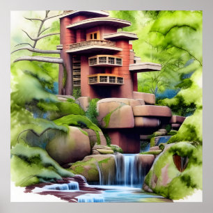 Arkitekturell Träd House Digital Art Poster