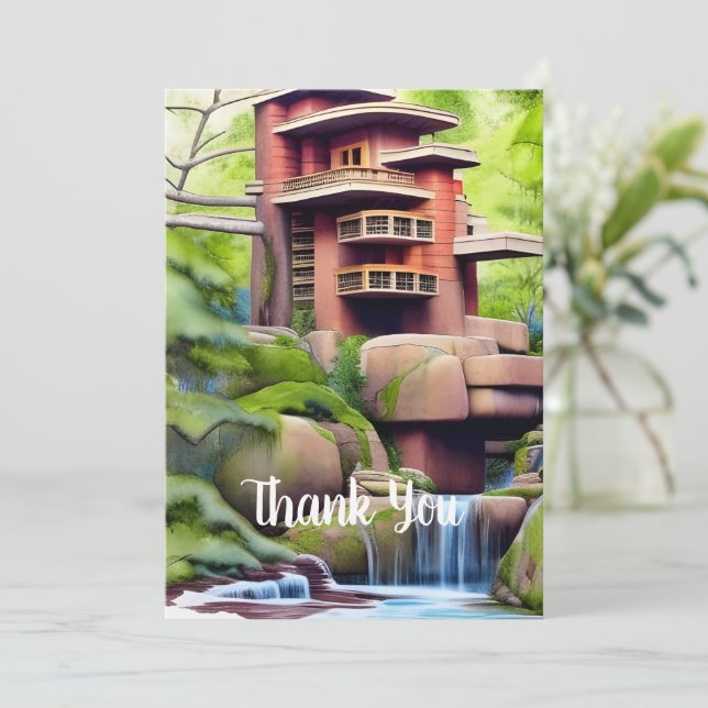 Arkitekturell Träd House Digital Art Tack Kort (Stående Fram)