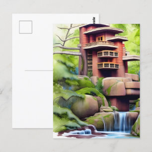 Arkitekturell Träd House Digital Art Vykort
