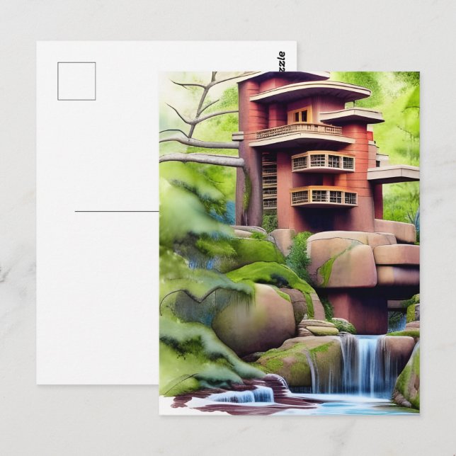 Arkitekturell Träd House Digital Art Vykort (Fram/baksida)