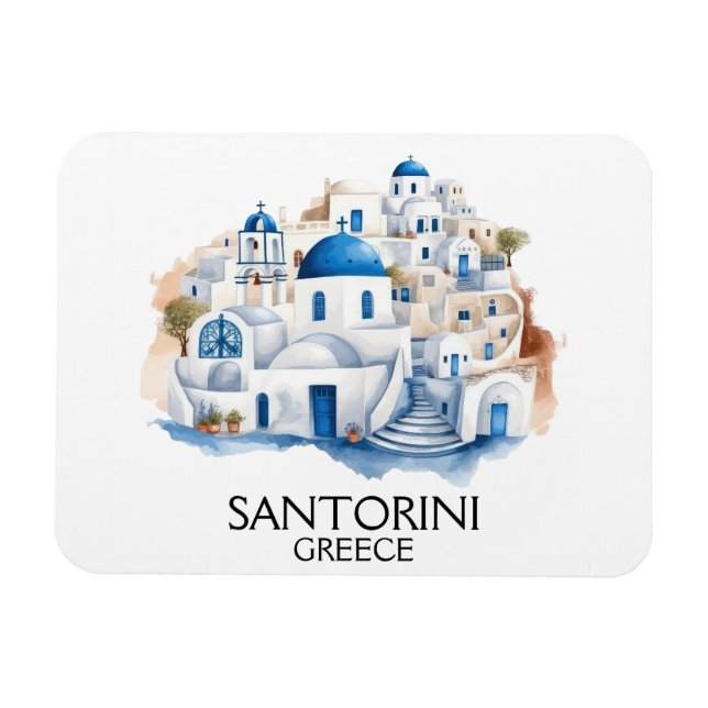 Arkitekturen Santorini Greece Blue Tak Byggnad Magnet (Horisontell)