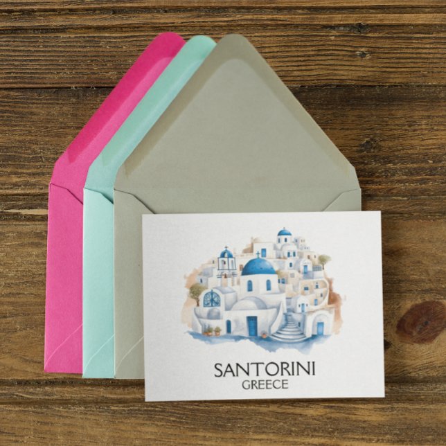 Arkitekturen Santorini Greece Blue Tak Byggnad Vykort (Santorini Greece Travel Illustration postcard)