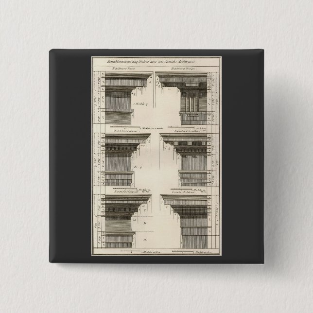 Arkitekturorder, Vintage Entablåures Knapp (Framsida)