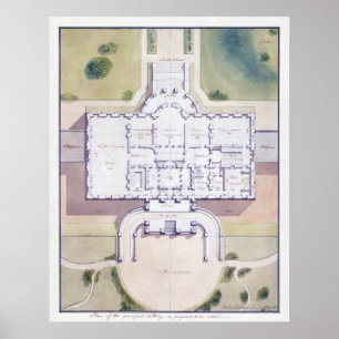 Arkitekturplanen för Vita huset Washington D.C. Poster