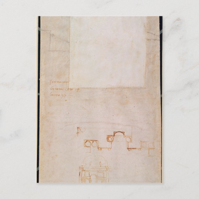 Arkitekturstudie med anteckningar vykort (Framsida)