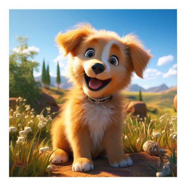 Arkiv - Gul lab återgivningspuppy Fototryck (Framsidan)