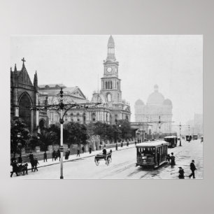 Arkivtryck för George St Sydney Australien c1898 Poster