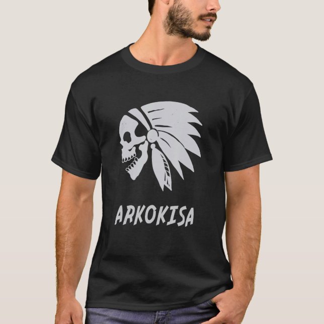 Arkokisa Native American Indian Born Freedom Evil  T Shirt (Framsida)