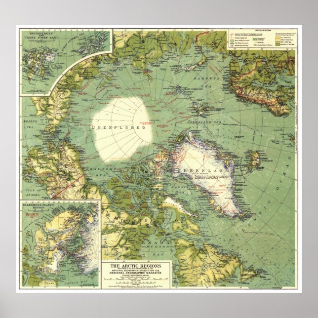 " Arktis: 1925 - Arktiska regioner ... Poster (Framsidan)