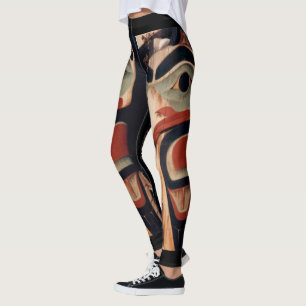 Arktisk Alaska sniden Wood Totem designade Pole Leggings