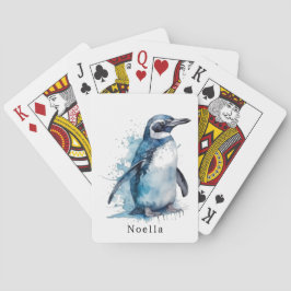 Arktisk Azure Watercolor Penguin, anpassningsbar Casinokort