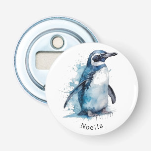Arktisk Azure Watercolor Penguin, anpassningsbar Flasköppnare