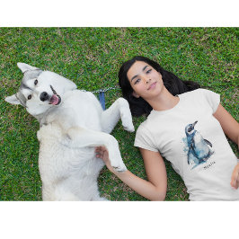 Arktisk Azure Watercolor Penguin, anpassningsbar T Shirt