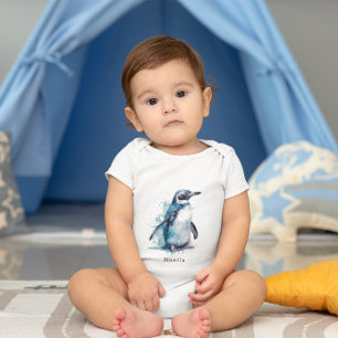 Arktisk Azure Watercolor Penguin, anpassningsbar T Shirt