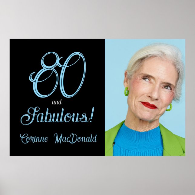 Arktisk blå åttio och fantastisk 80-årsdag poster (Framsidan)