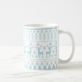 Arktisk Blå Folkkonst Vinter Tema Kaffemugg