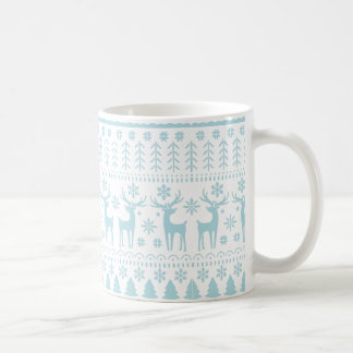 Arktisk Blå Folkkonst Vinter Tema Kaffemugg