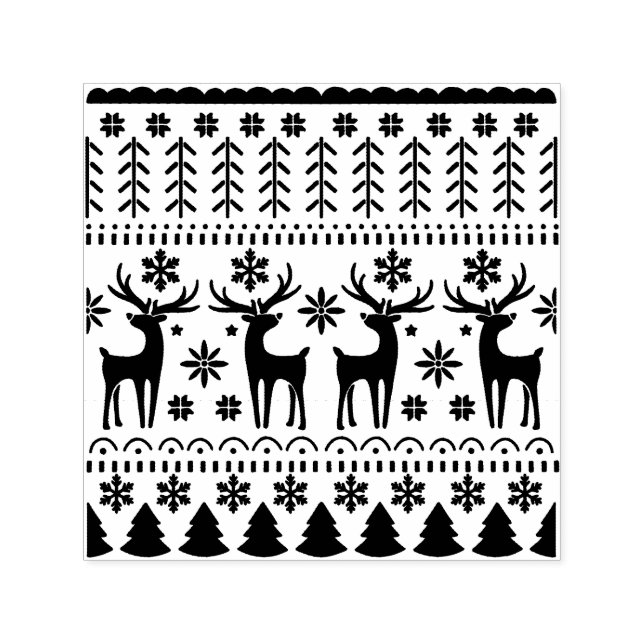 Arktisk Blå Folklig Konst Vintertema Självfärgande Stämpel (Design)