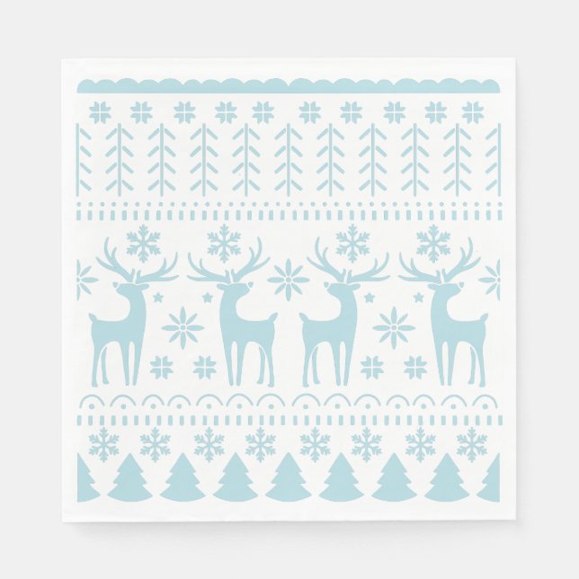 Arktisk blåa folkkonsthändelse tema pappersservett (Framsidan)