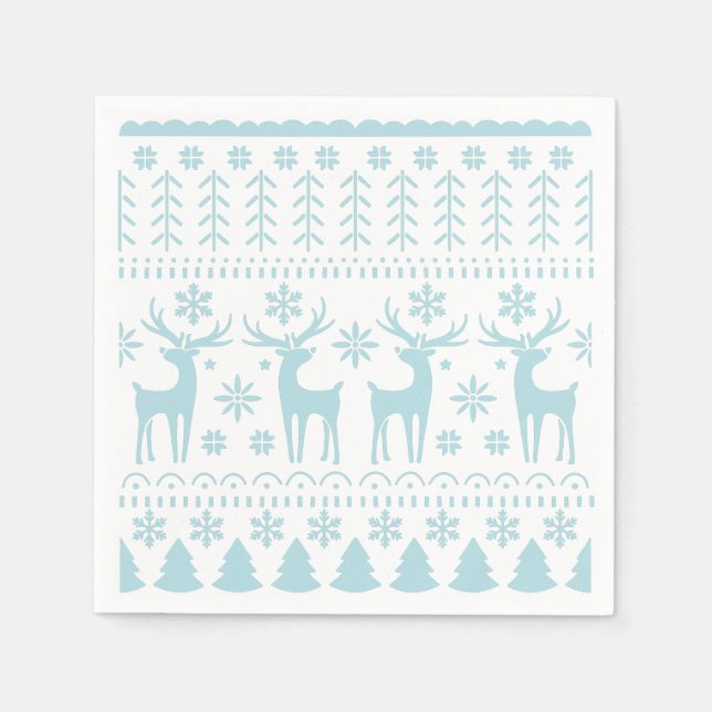 Arktisk blåa folkkonsthändelse tema pappersservett (Framsidan)