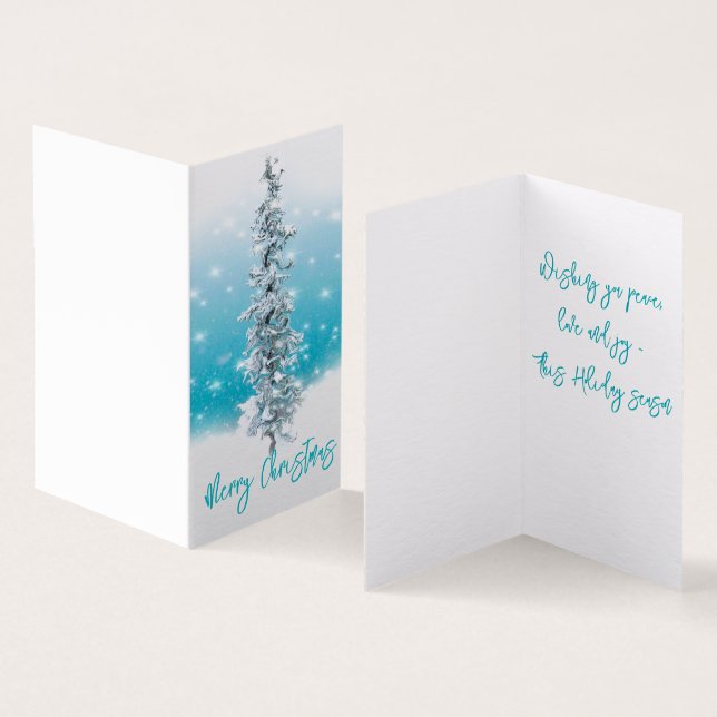 Arktisk blåfenad fryst silver gnistra evergreen kort (In- och utsida)