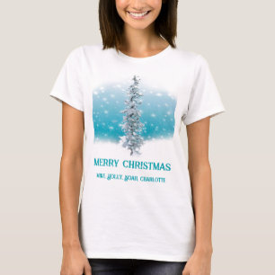 Arktisk blåfenad fryst silver gnistra evergreen t shirt