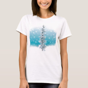 Arktisk blåfenad fryst silver gnistra evergreen t shirt