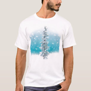 Arktisk blåfenad fryst silver gnistra evergreen t shirt