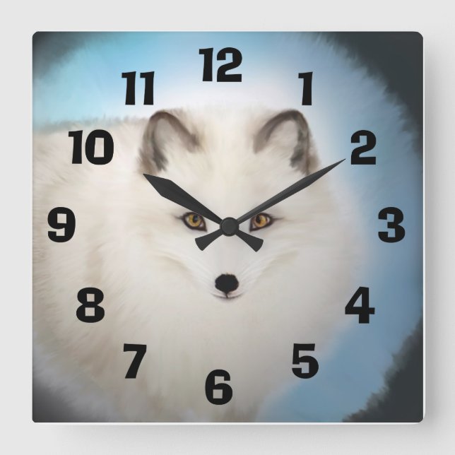 Arktisk fox-klocka fyrkantig klocka (Framsida)