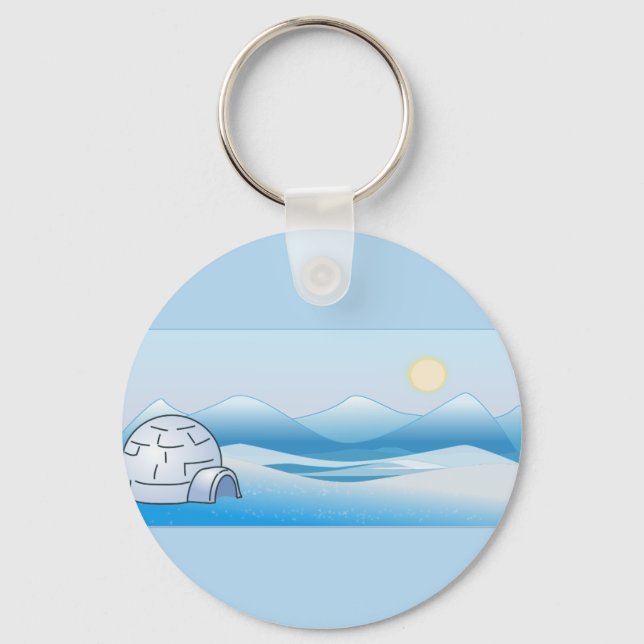 Arktisk Igloo Blue Keychain Nyckelring (Framsida)