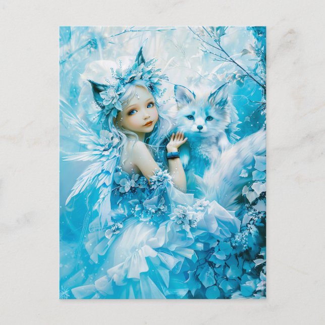 Arktisk mjölk och Polar Fox av Sjö Vykort (Framsida)