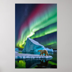 Arktisk natur Aurora Iceberg utanför landskapet Poster
