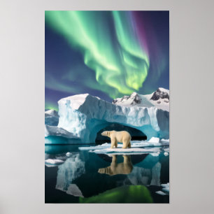 Arktisk natur Aurora Iceberg utanför landskapet Poster